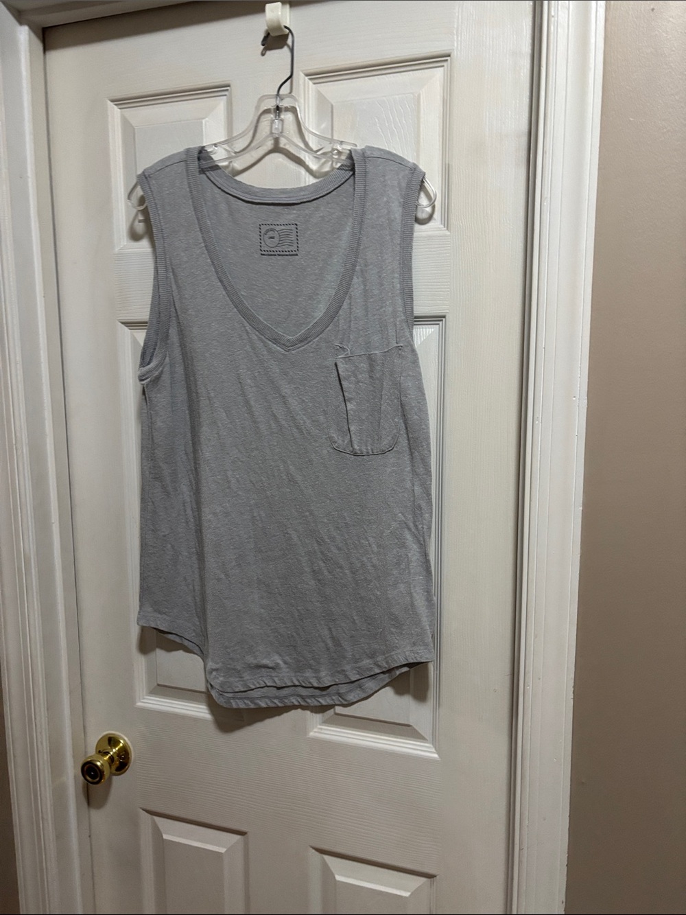 Light Gray Women's V-Neck Pocket Tank Top